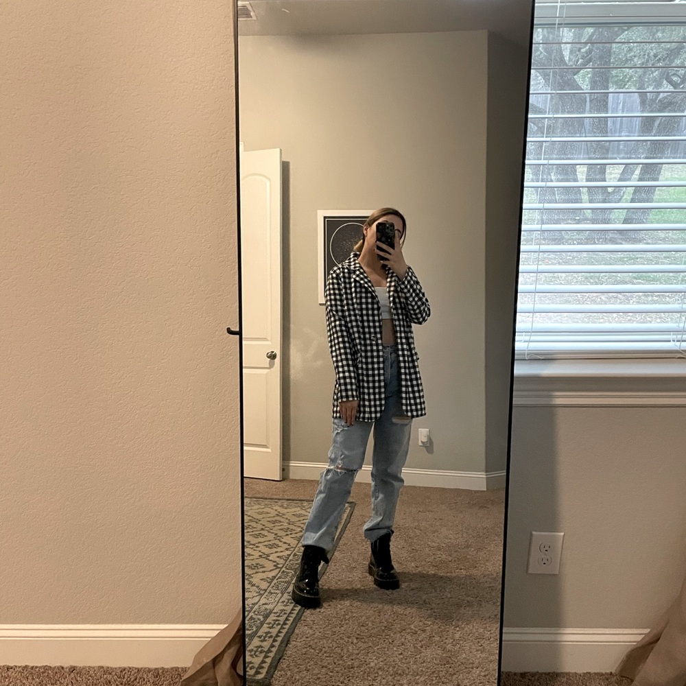 Checkered black and white blazer